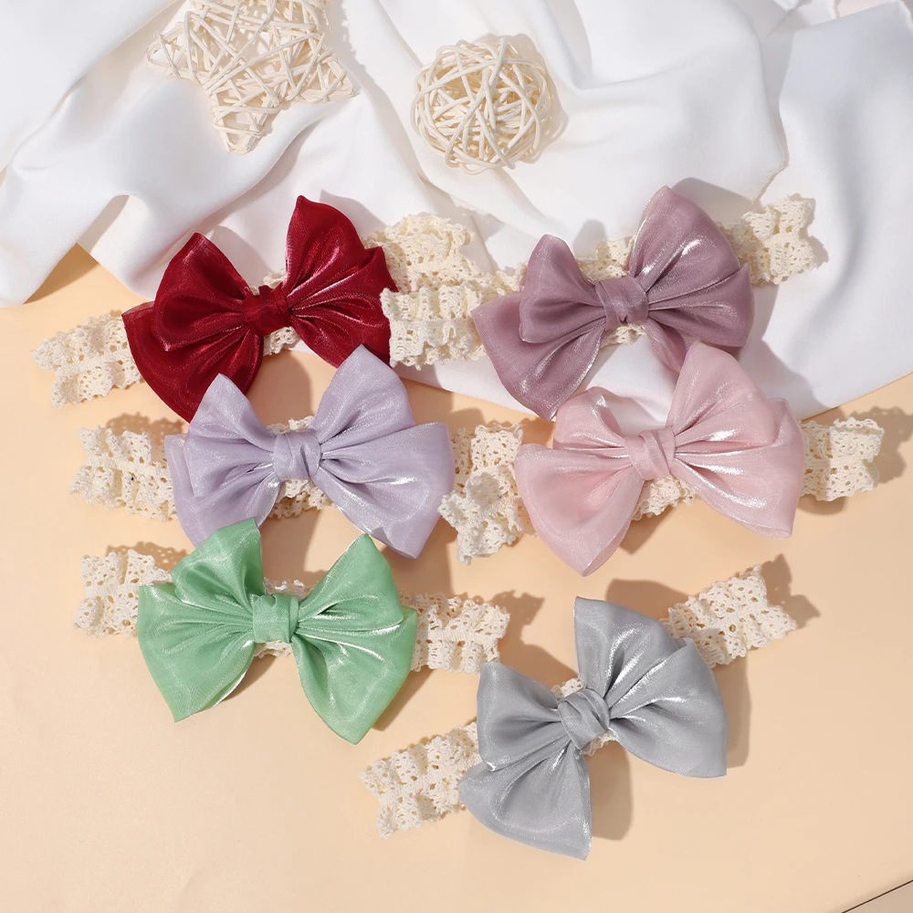 Baby Accessories For Newborn Toddler Kids Baby Girl Boy New Hair Bands Solid Satin Bowknot Headband Soft Nylon Elastic Headdress
