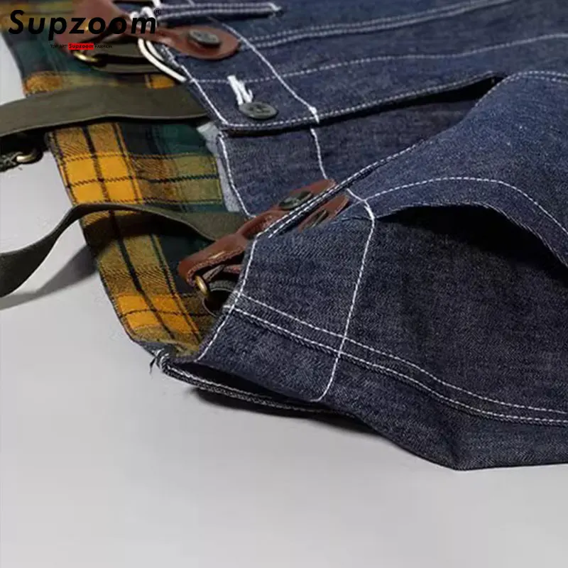 Supzoom New Arrival Top Fashion Autumn And Winter Casual Overalls Men's Fashionable Loose Fatty Multi-pocket Cargo Denim Jeans 5