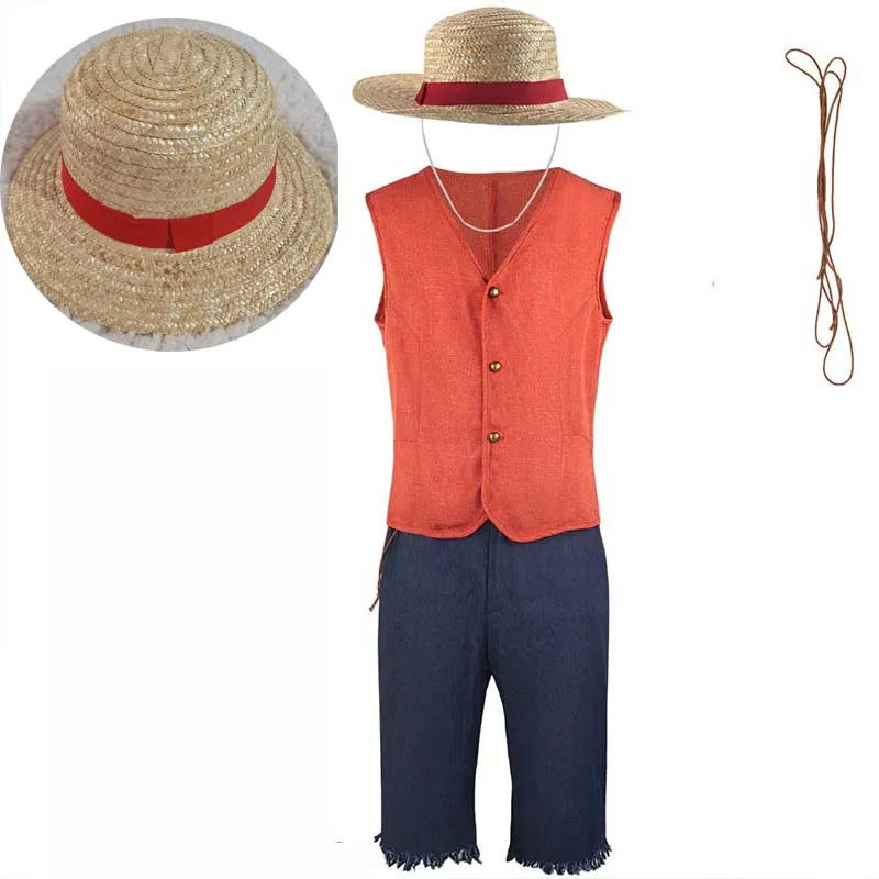 Anime Monkey D. Luffy Cosplay Costumes Luffy Uniforms Suits With Hat Halloween Comic Con