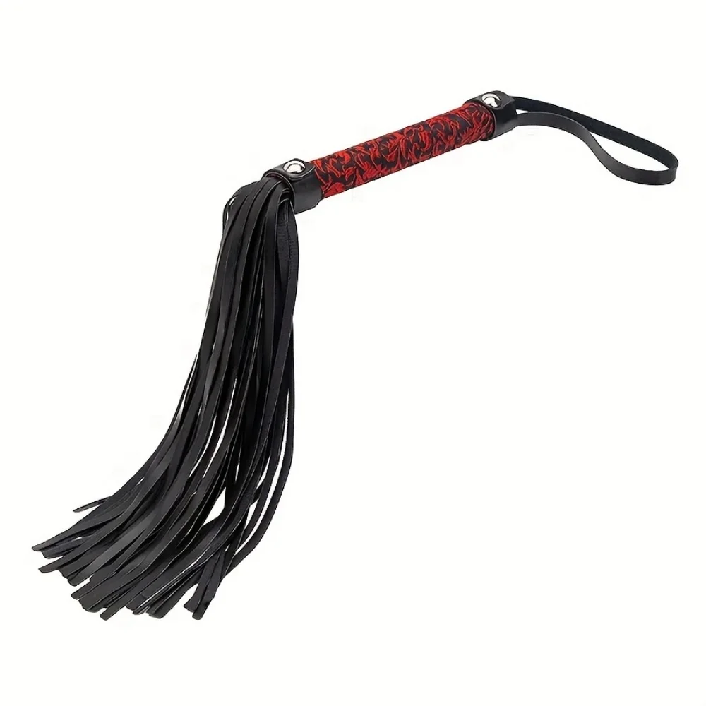 Whip Couple Training Whip BDSM Product Sex Toy Embroidered Red Pattern Handle Small Whip.