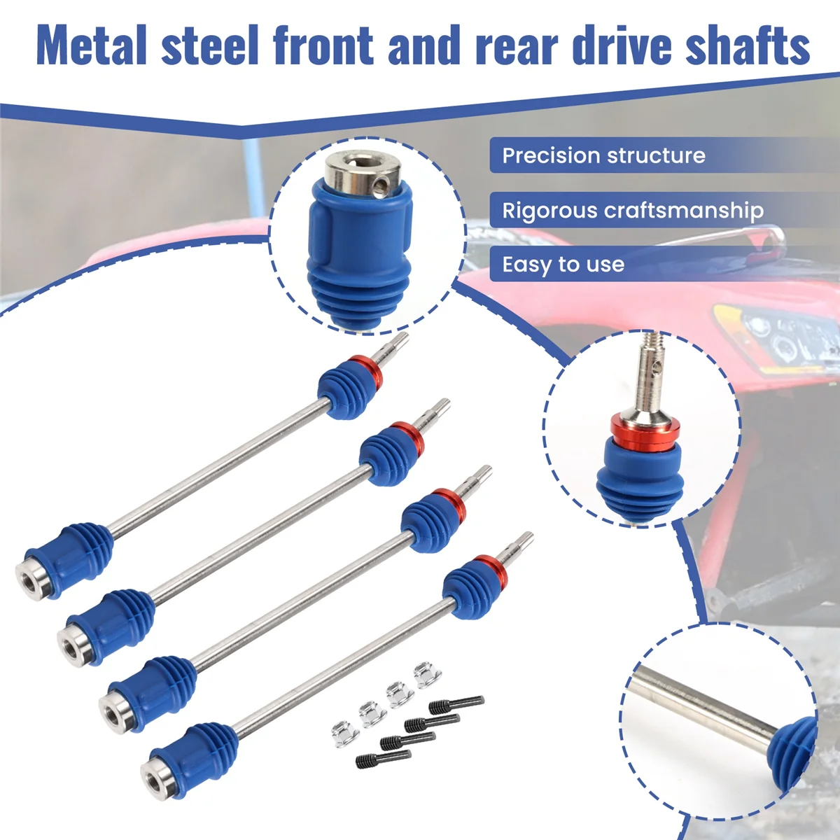 Metal Steel Driveshaft Axle CVD For 1/10 E-Maxx / T-Maxx RC Car - Upgrade Parts (5451R)