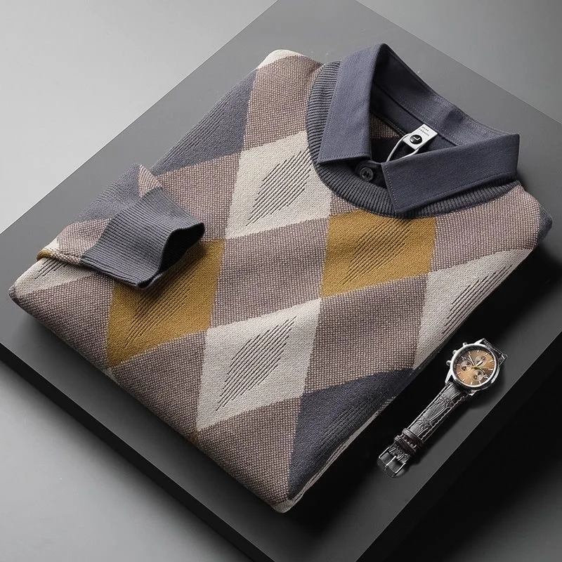 

И американский Европейский ромбовидный квадратный клетчатый искусственный свитер из двух частей Мужская модная Ретро-рубашка с воротником пуловер на осень и зиму