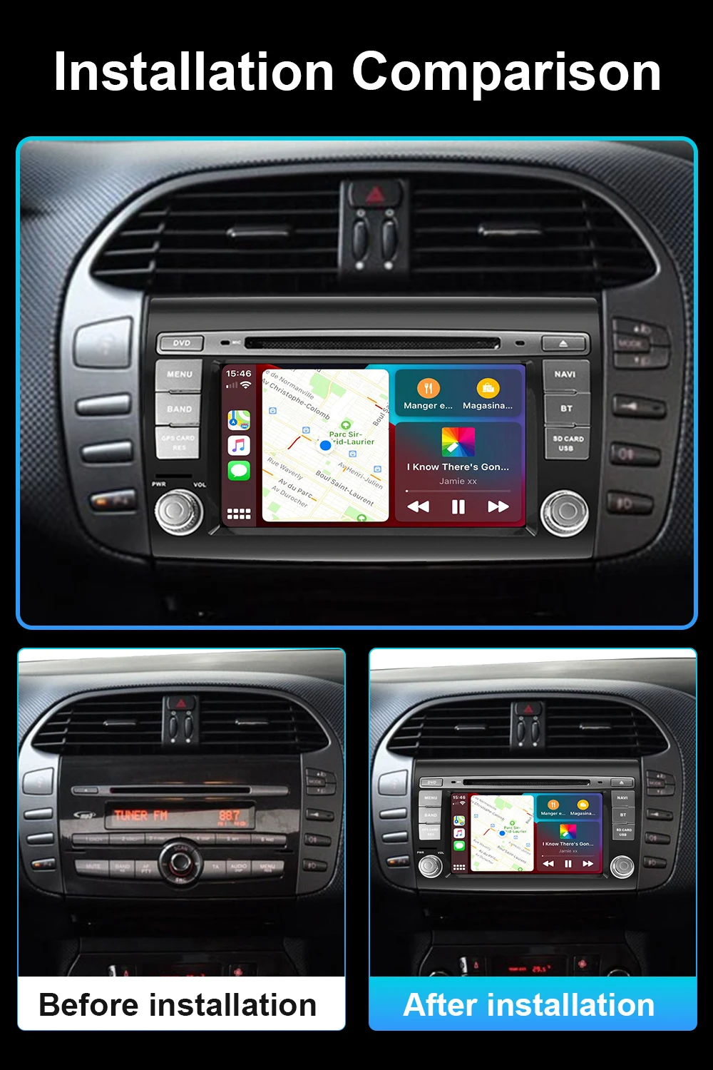 Android Car Radio DVD Player For Fiat Bravo 2007-2012 Touch Screen Car GPS Navig