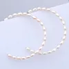 Solid 925 sterling silver stud 4 mm natural freshwater pearl big loop earrings hoop 1