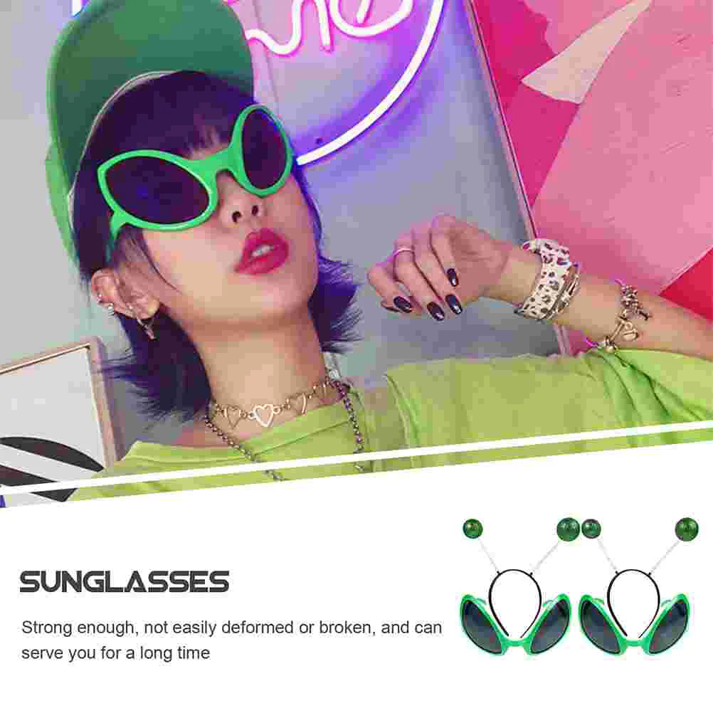 2 set Alien Headband Antenna Glasses Costume Accessories Adult Martian Props Eyeglasses Rainbow Lens Sunglasses Party Headwear