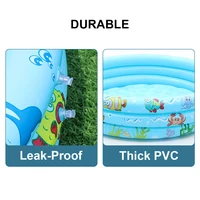 Piscine gonflable ronde arc-en-ciel 3 couleurs, design à 3 couches de chambre à air, portable, pour jardin extérieur, jeux aquatiques pour enfants 3
