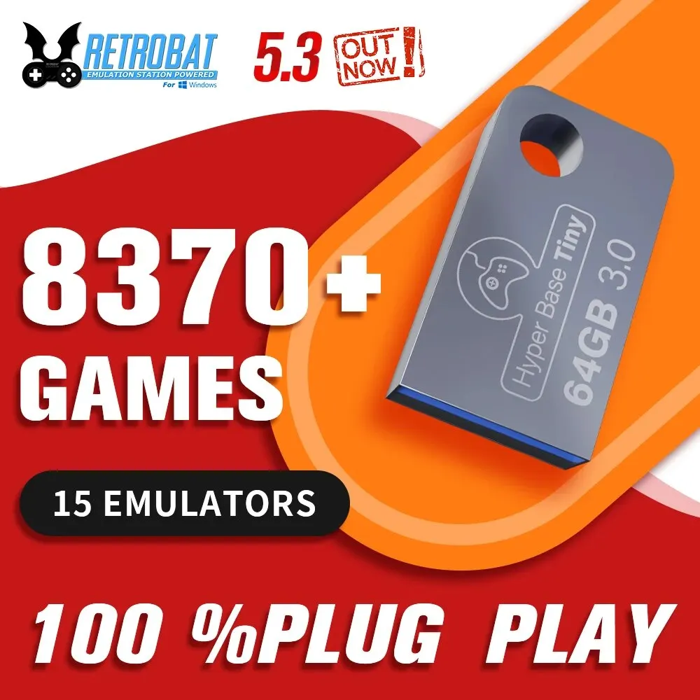 Retrobat Portatile 64G Usb 3.0 Disk 15 Emulatori E 8731 Giochi Retrò Per Psp/Dc/N64/Nes/Snes Per Windows Pc/Laptop/Rog Ally Handheld