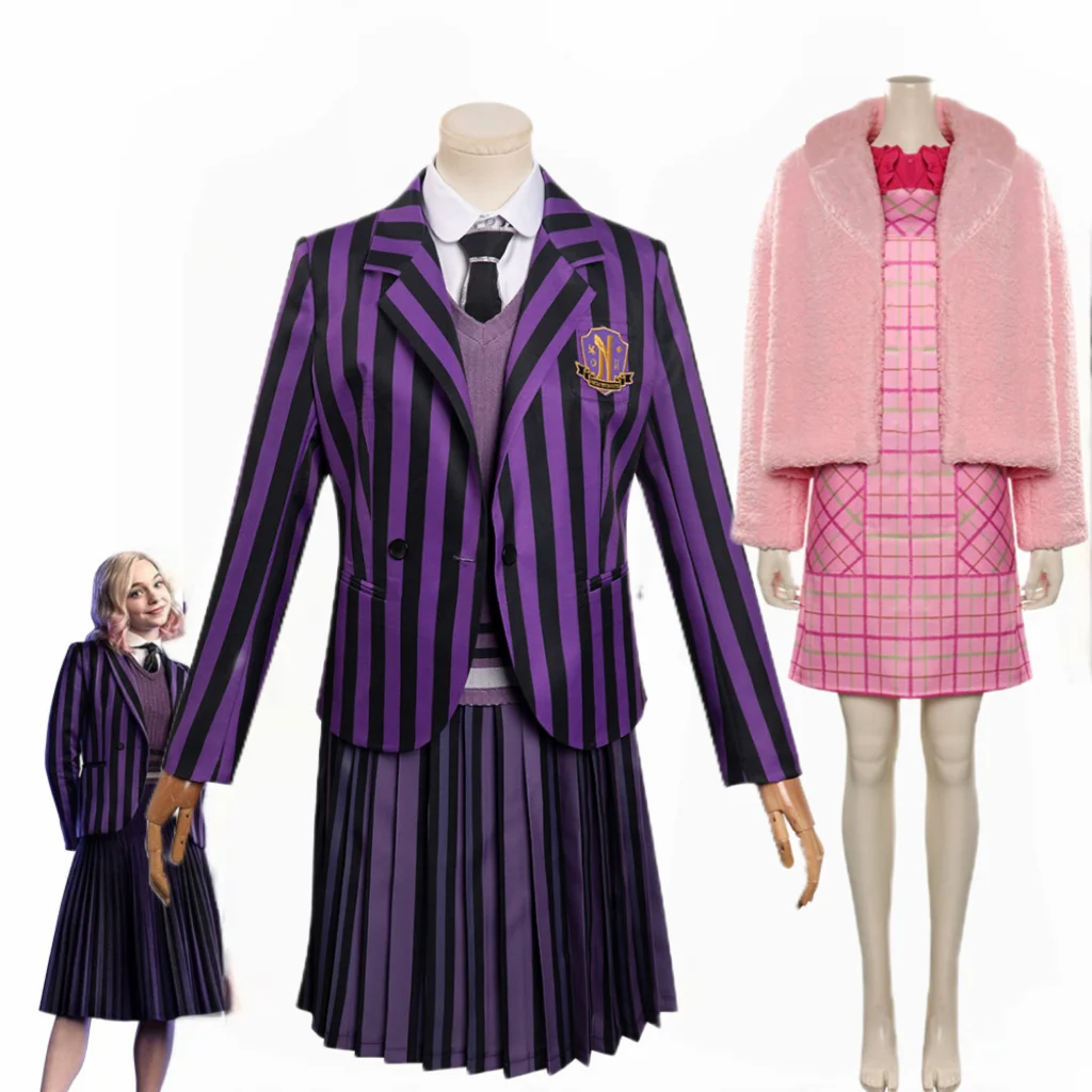 Wednesday Enid Cosplay Costume Outfits School Uniform Outfits Halloween
