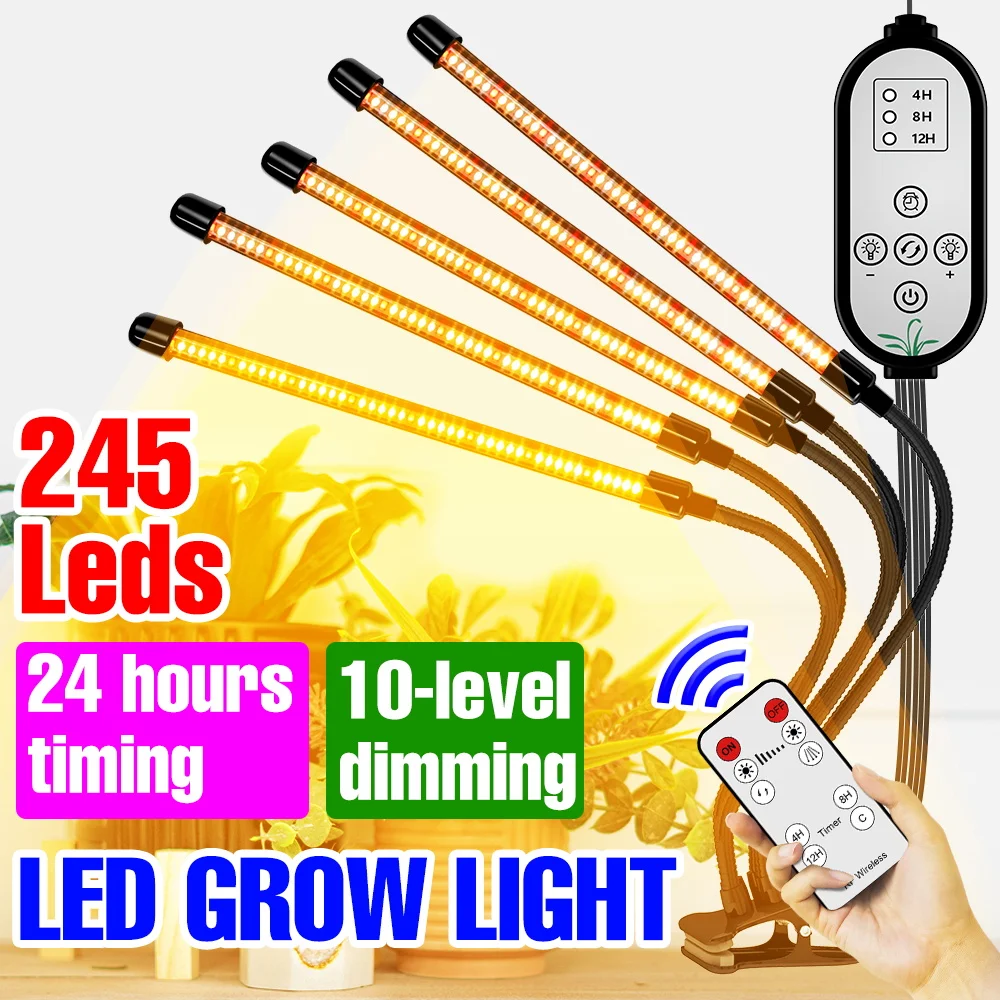 Full Spectrum LED Grow Light Indoor Plant Hydroponics Flower Seeds Cultivation Phytolamp With Timing Function For Plant  Growbox