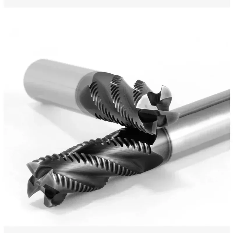 Roughing End Mill Solid Carbide 4 Flutes 4 Teeth for Metal Steel Iron Aluminum MDF Acrylic Wood Copper Plastic