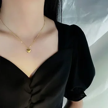 New Cross-border Couple Cavicle Chain Geometric Heart-shaped Light Luxury Temperament Simple Sweet Love Pendant Necklace Jewelry 4