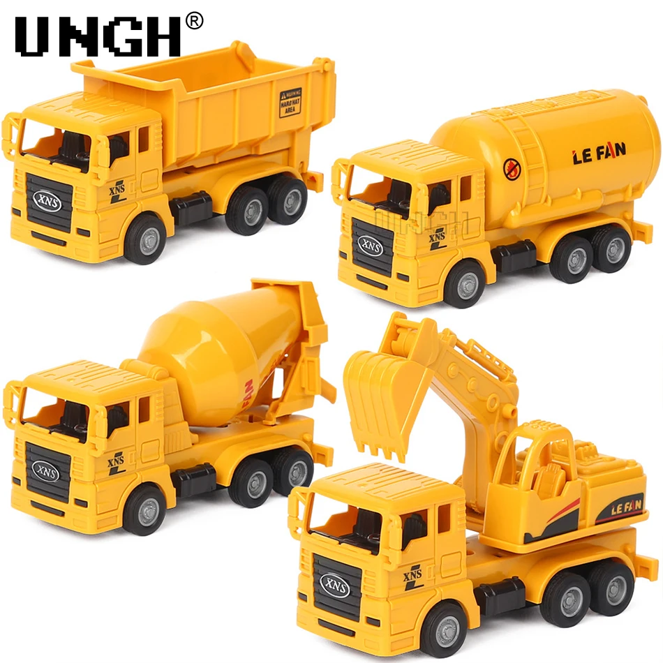 

UNGH 4pcs/Set Engineering Car Alloy Diecast Models Pull Back Excavator Tractor Toys for Children Kids Boy Vehicle Toys Gift