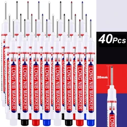 Waterproof Long - Head Deep Hole Paint Marker Set for Woodworking & Metal - Red, Black, Blue, White (40PCS - 4 color Mix)