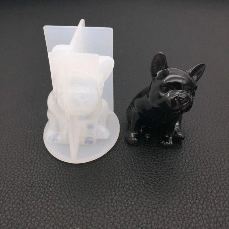 Crystal Epoxy Mould 3D French Bulldog Silicone Chocolate Shaped Dessert Decoration Baking Accessories