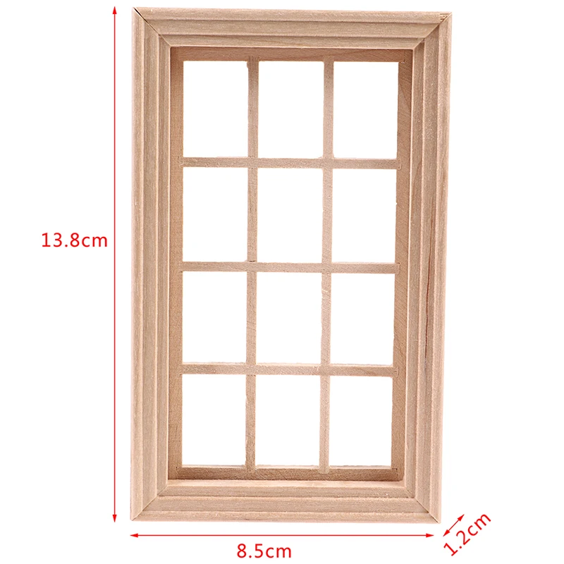 1/12 Dollhouse Miniature Blank Wood Window Frame Doll House Accessories Pretend Play Toy For Doll House Furniture Miniatures