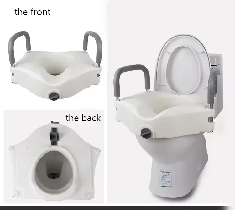 Factory discount PP Home Elevated toilet booster seat riser with handrails toilet seat cushion 2