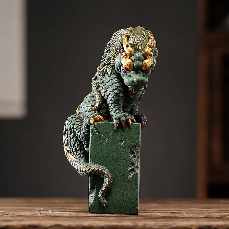 

Chinese style Lucky Beast Panlong desktop home decoration ornaments, living room and office