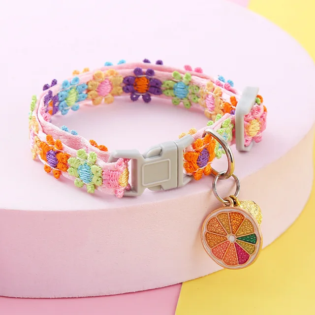 Pet Necklace Colorful Lace Flower Cat Collar Puppy Jewelry Collar Bell Collar Cat Collar 4