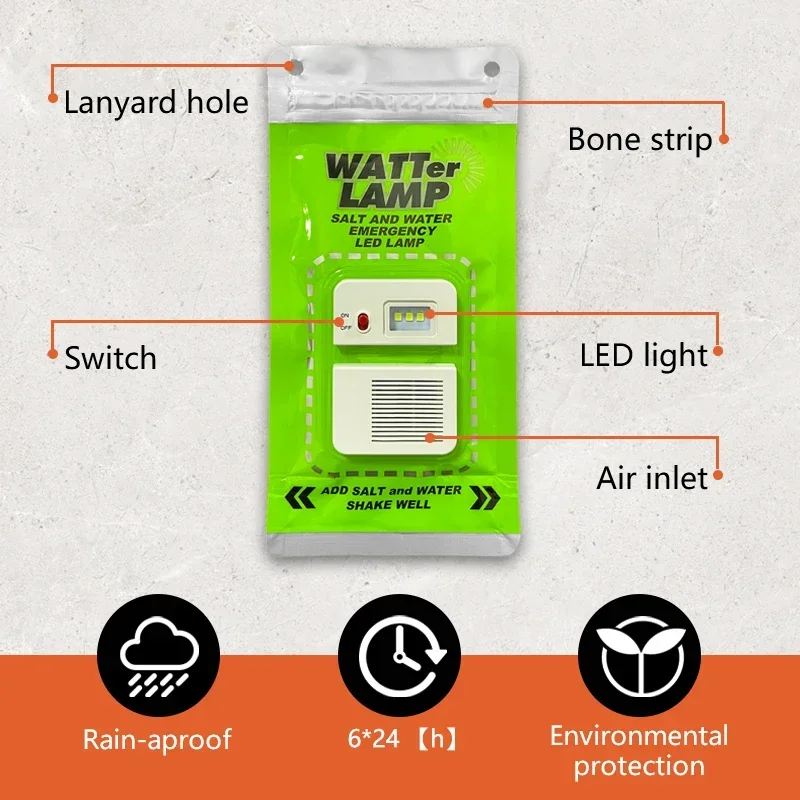 Salt Water Lamp Camping Led Emergency Lights Camping Night Fishing Energy-Saving Lamps Portable Travel Supplies Factory Outlet
