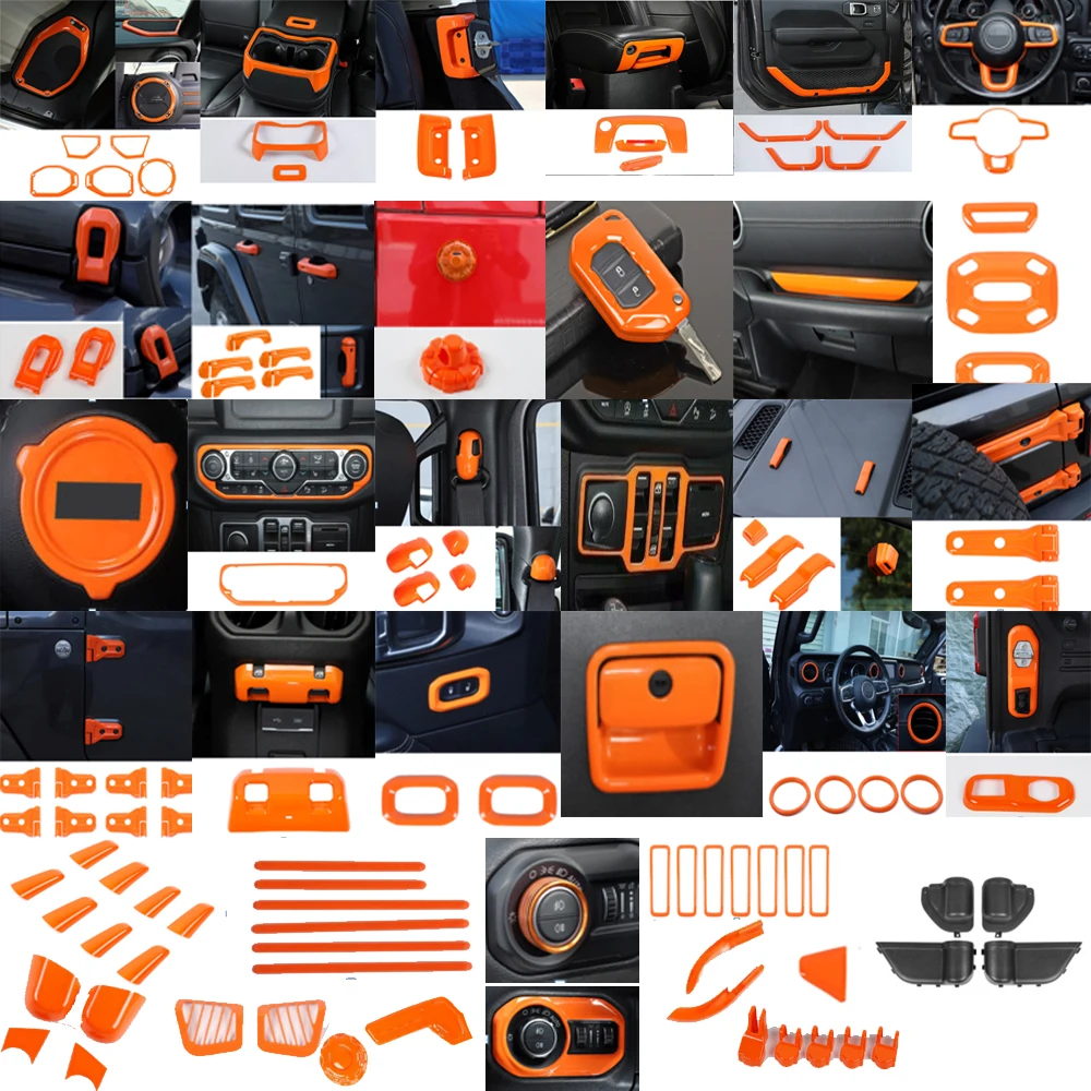 

Fit forJeep Wrangler JL JT Gladiator 2018-2022 ABS Orange Decorative Cover Trim Interior &Exterior Car Accessories
