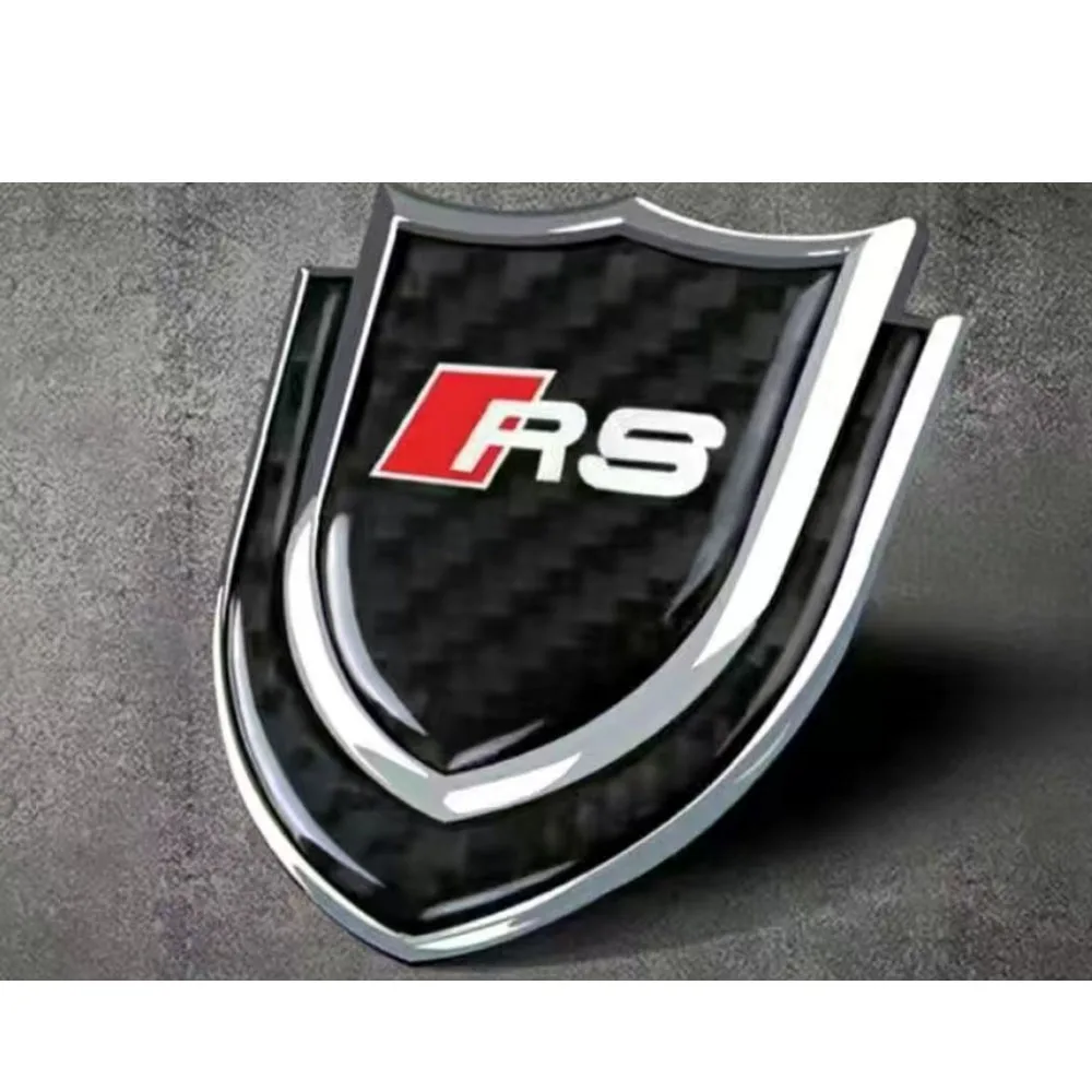 1X Per Audi Rs Black Badge Adesivo Per Emblemi Per Finestre Laterali In Fibra Di Carbonio
