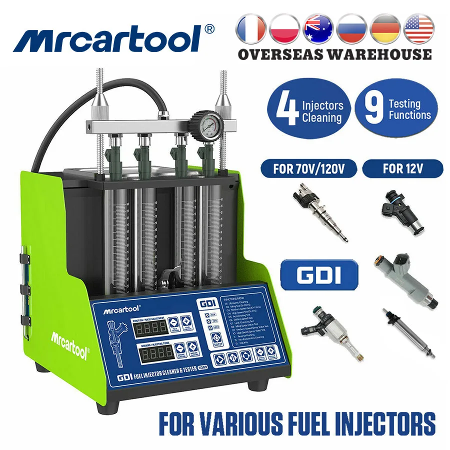 MRCARTOOL – testeur de nettoyeur d'injecteur de carburant V309 GDI, 4  cylindres, Machine de nettoyage d'injecteur ultrasonique pour voiture et  moto, 110V/220V - AliExpress