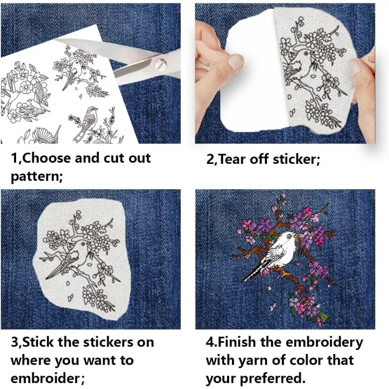 Embroidery Patterns Craftido 12PCS A4 (29.7x21cm) Sticky Water Soluble