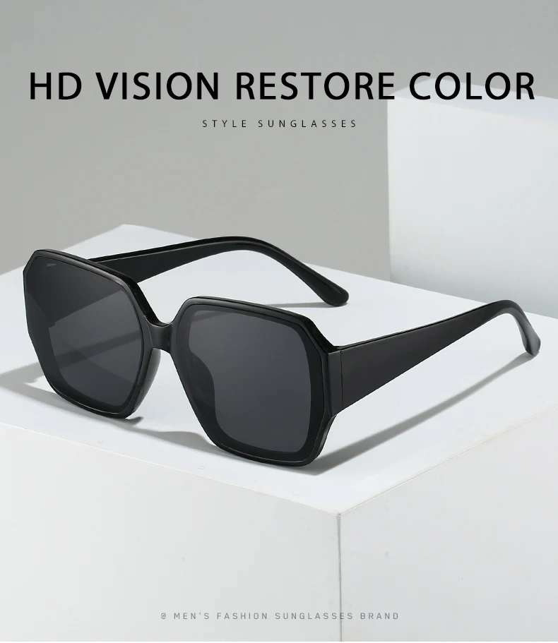 Modische Vintage Große Quadratische Sonnenbrille für Männer und Frauen Retro Markendesigner Schwarze Sonnenbrille Unisex Trendige Schattierungen Eyewear UV400 – Detail 4