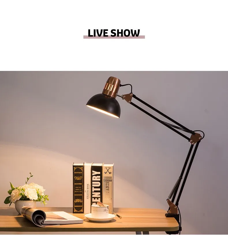 Lampă de birou cu LED-uri de studio Lămpi portabile de epocă cu clemă, carte, citire, pliabil, scriere, corp de iluminat pentru unghii_voghion.com