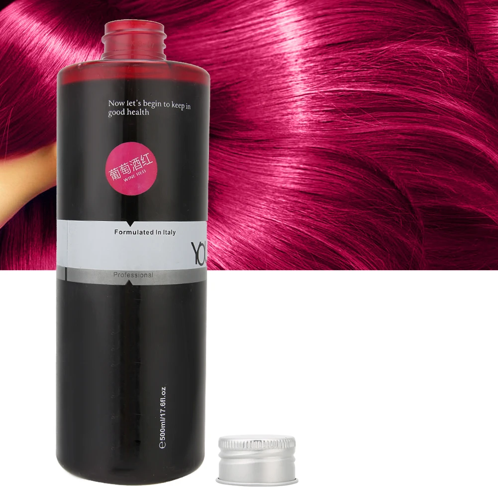 500ml Profession DIY Hair Dye Coloring Cream Mild Nodamage Temporary Styling Hair Dye Cream Fashion Hairdressing Tools Wine Red