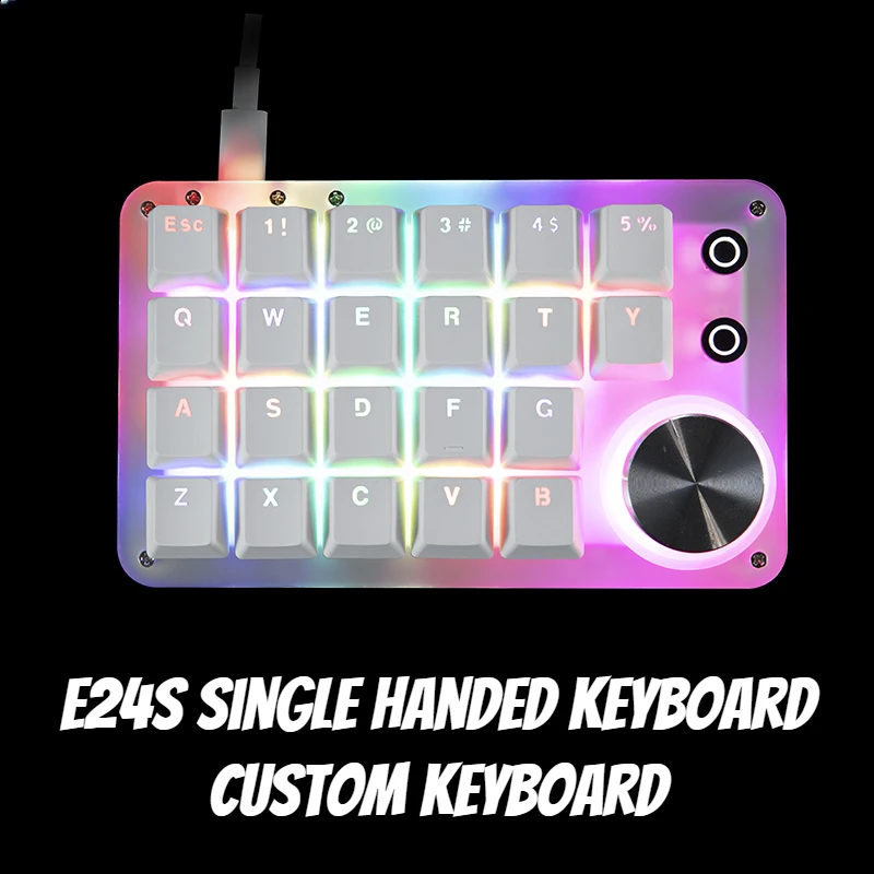 

23 Keys Single Handed Mechanical Keyboard Wired RGB Lights Mini Custom Keyboard for Macro Programming Designer Drawing Keyboard