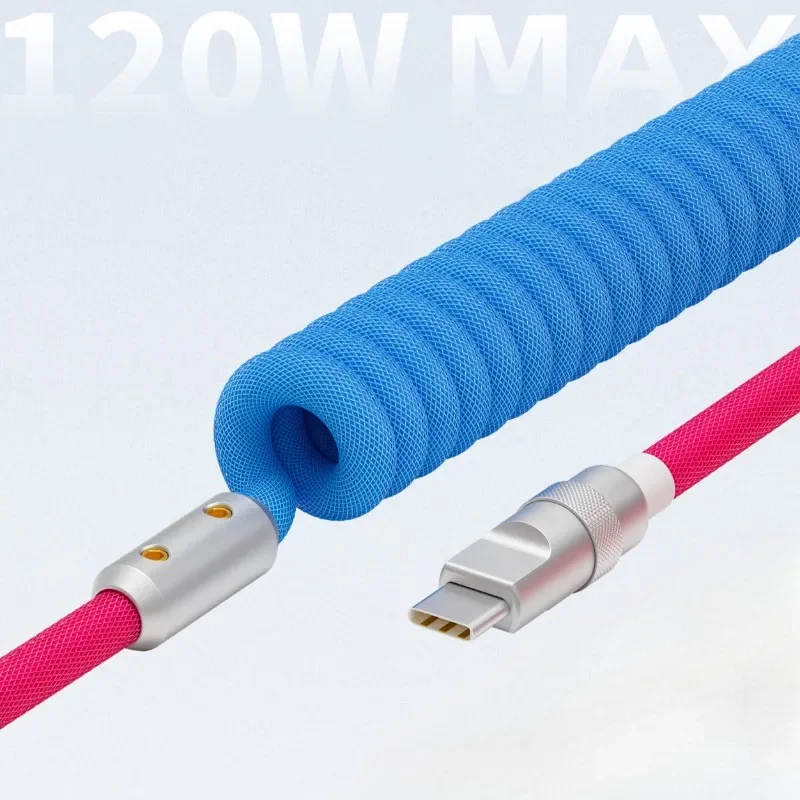 100W 6A Car Super Fast Charging USB C to Type C Telescopic Cable