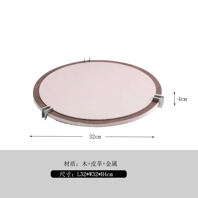 Nordic Creative Horsehair Tray Modern Simple Round Square Walnut Leather Tray Creative Home Furnishings Model Rooms Decorations 5