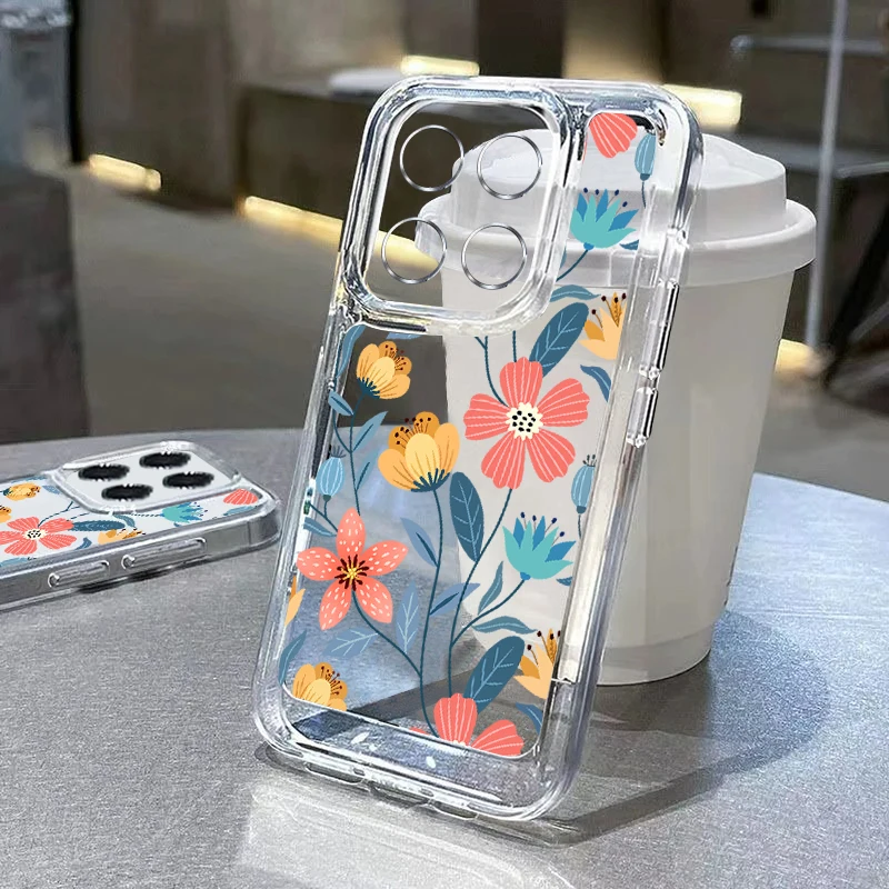 Shockproof Clear Floral Phone Case