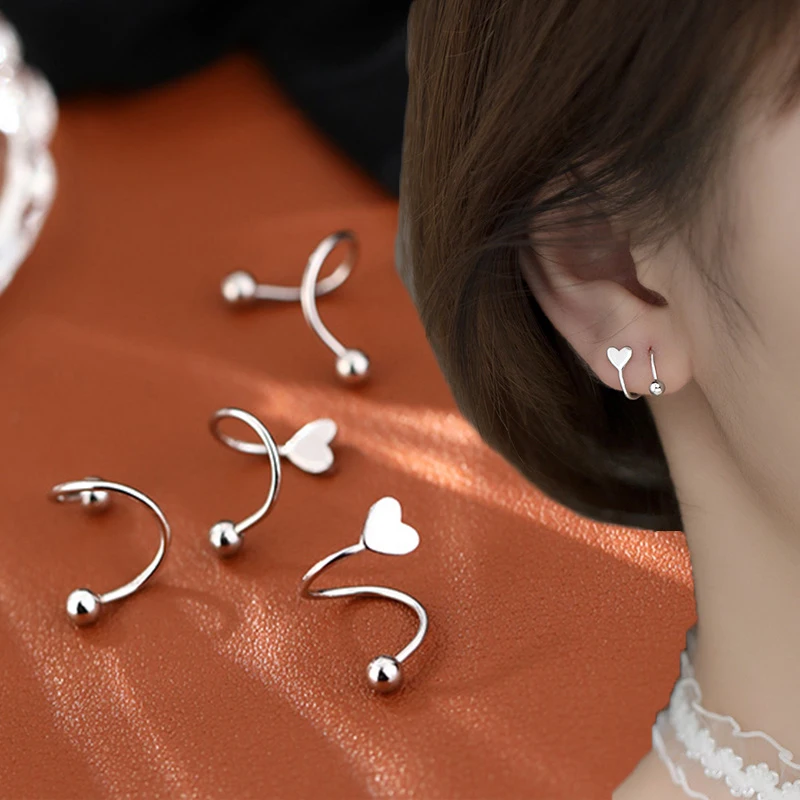 

2pcs Stainless Steel Spiral Twisted Lip Ring Tongue Piercing Heart Star Ear Cartilage Helix Piercing Stud Earring Jewelry Gifts