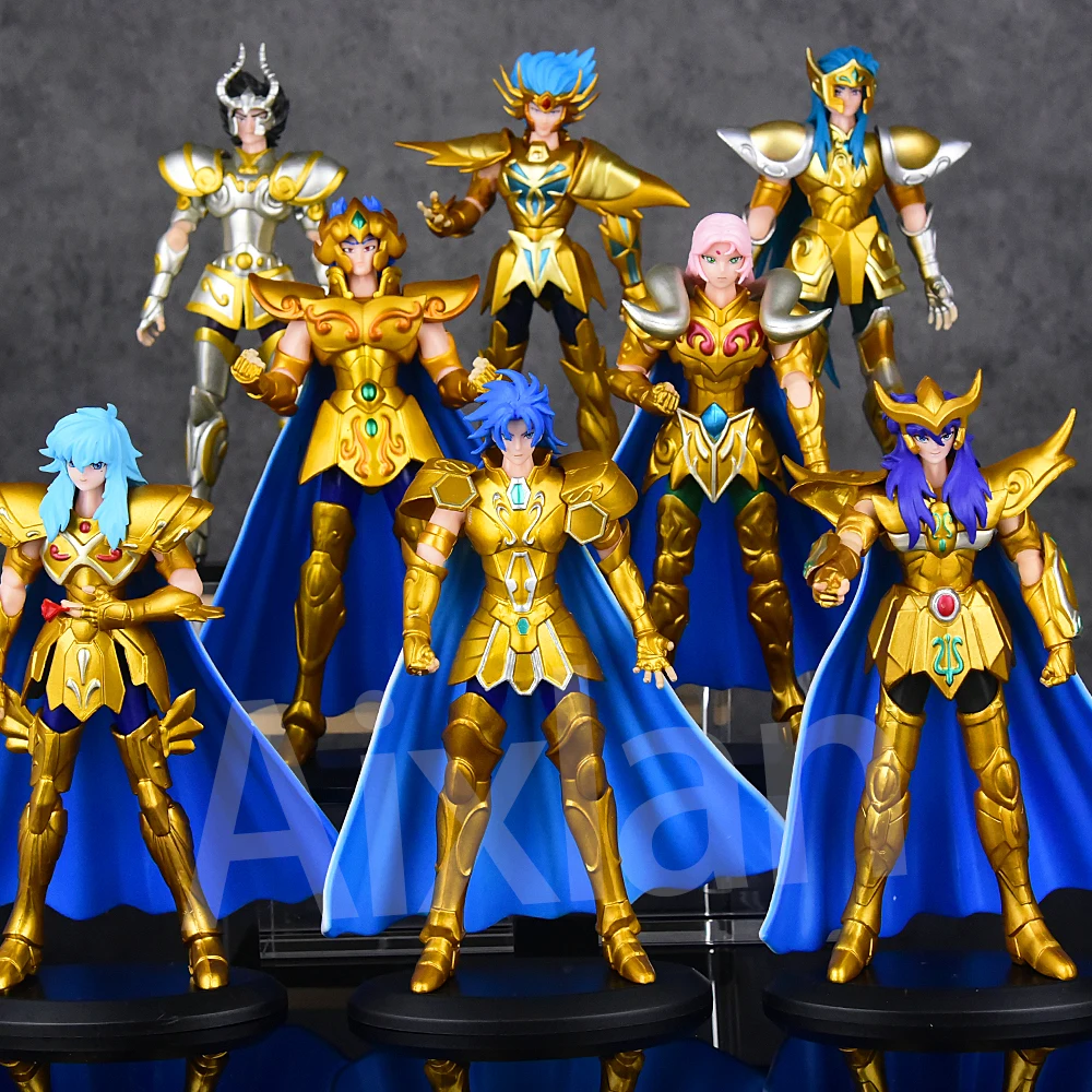 Aixlan 8PCS Saint Seiya Figure Kanon Hyoga 18CM Gold Saint PVC Action Figure Amine Toy Birthday Gift Ollectible Figurine