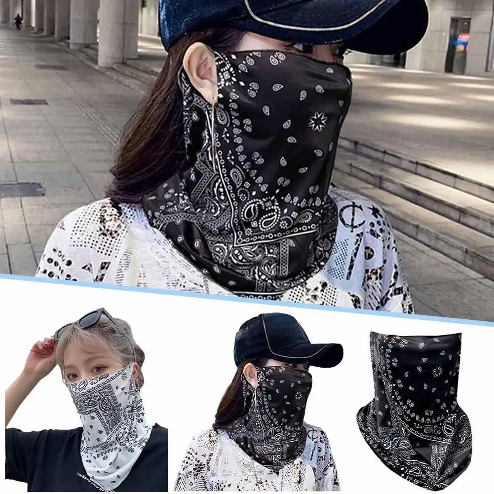 

Fashion Punk Sunscreen Mask For Men Women Summer Face Neck UV Protection Ear Scarf Hip Hop Outdoor Sports Cycling Bandana Scarfs