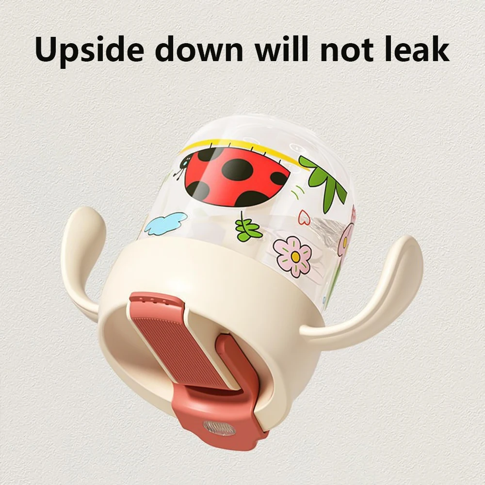 1PC Children's straw cup, PP multi-purpose baby cup with scale, direct drinking cup with handle, anti-fall and leak-proof