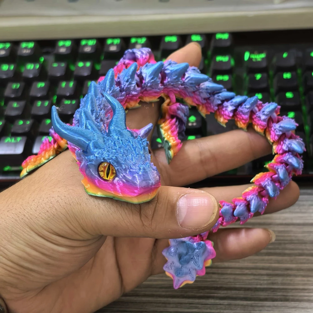 31CM 3D Printed Conjoined Dragon Baby Ornaments Joints Can Move Dragon Rockery Fish Tank Landscaping Decoration 2