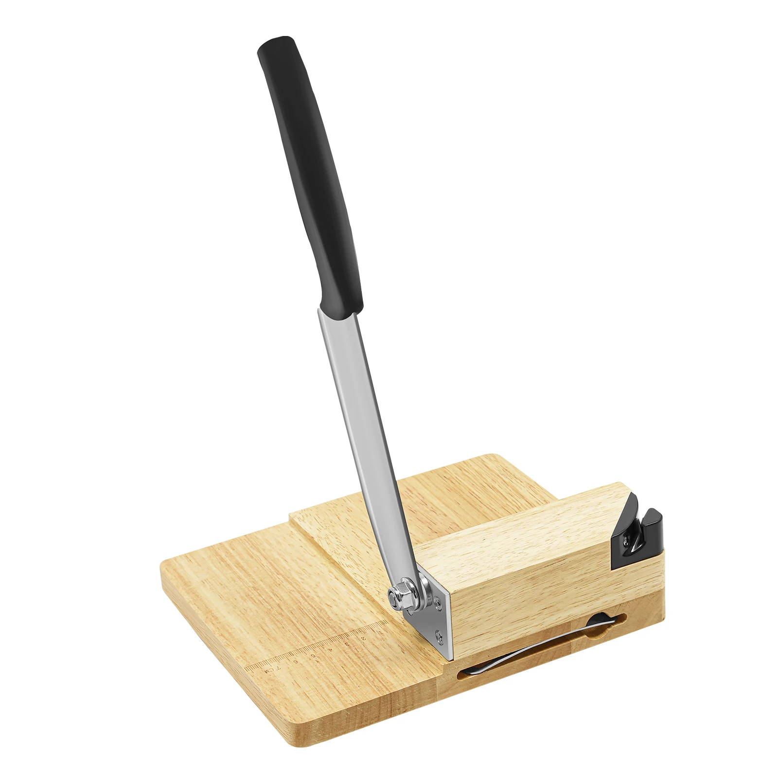 Guillotineschneider, Zerkleinerer aus Edelstahl mit Holzsockel zum Schneiden von Reiskuchen, Brot, Speck, Gemüse, Käse – Detail 17