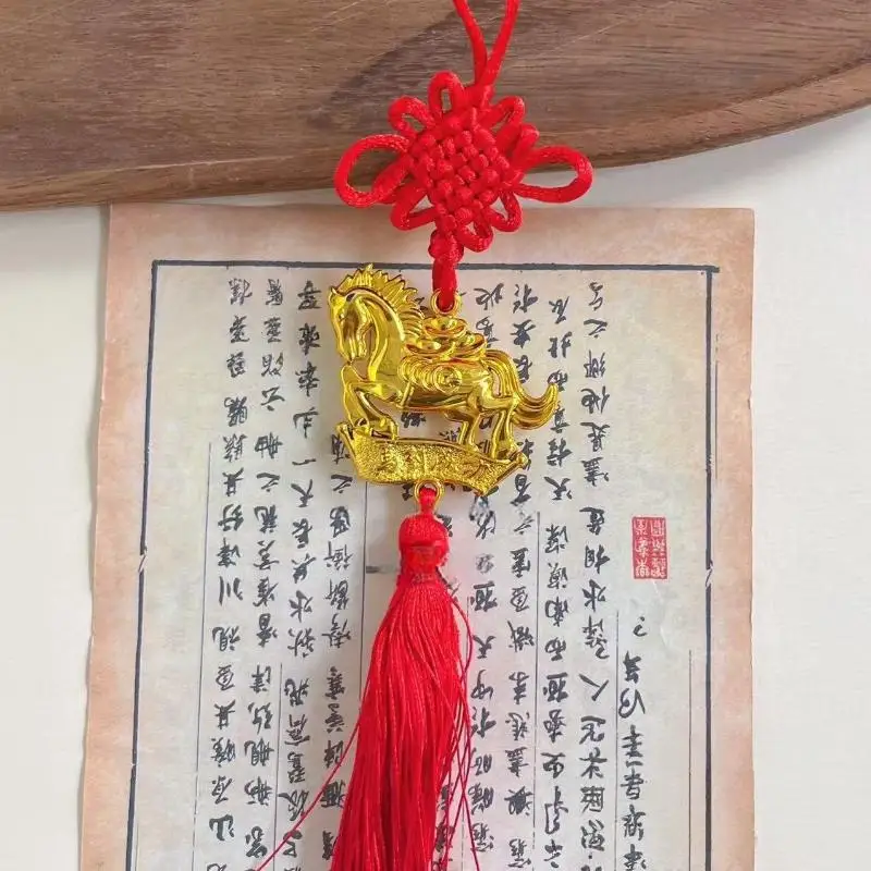 Chinese Zodiac Horse Lucky Tassels Pendant Car Hanging Ornament Spring Festival Home Decorations Accessories New Year Gifts