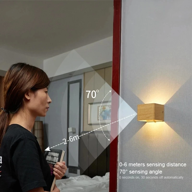 Insan vücudu sensörü USB akülü duvar gece lambası LED şarj edilebilir duvar  lambası başucu yatak odası koridor duvar ışıkları için ev - AliExpress