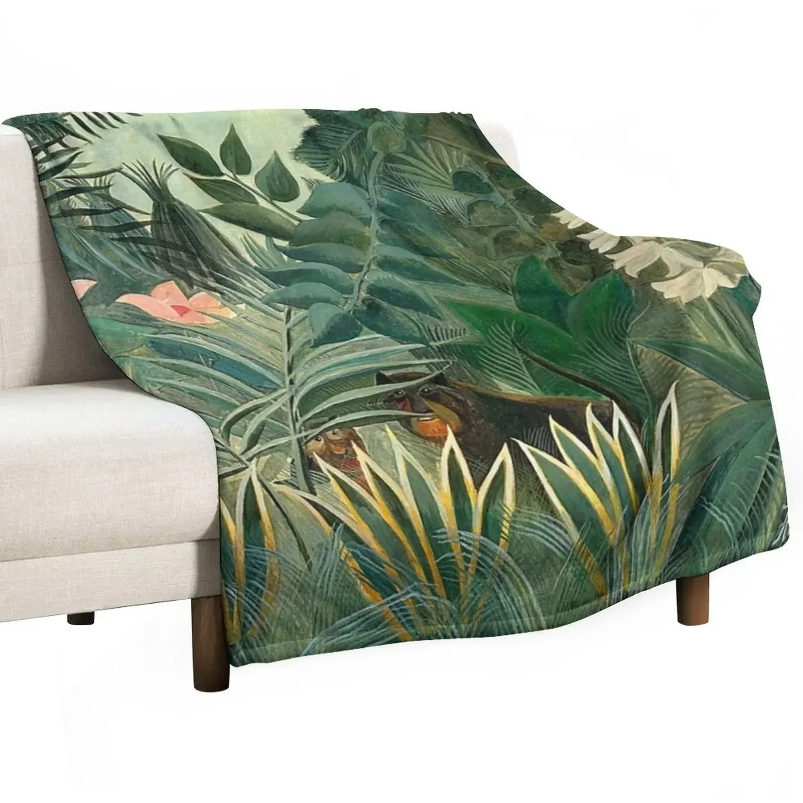 Henri Rousseau - The Equatorial Jungle Throw Blanket For Decorative Sofa Sofa Blankets