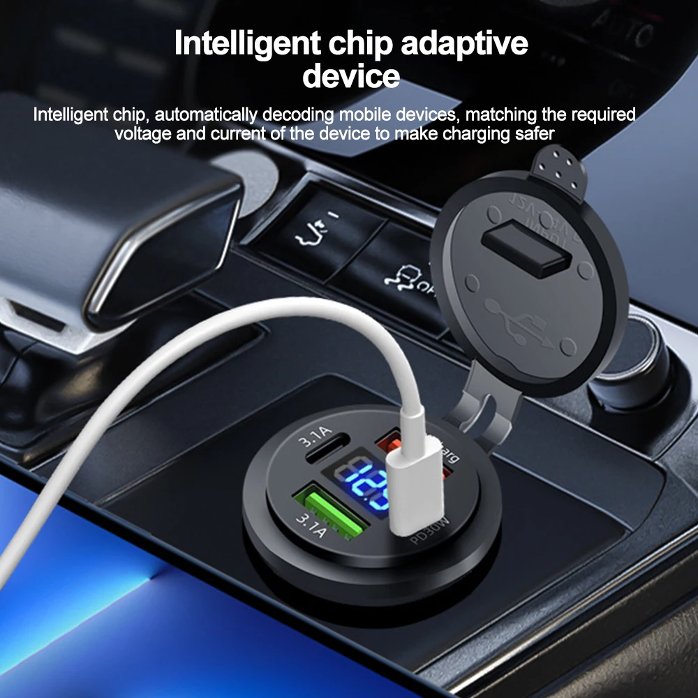 รูปสินค้า ที่ชาร์จรถยนต์ USB PD 83W ช่องคู่ กันน้ำ