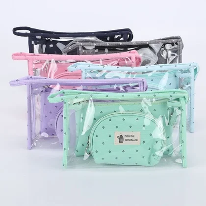 

2023 new PVC cosmetic bag waterproof bag fashion bag for woman girl kids 3pcs set packing