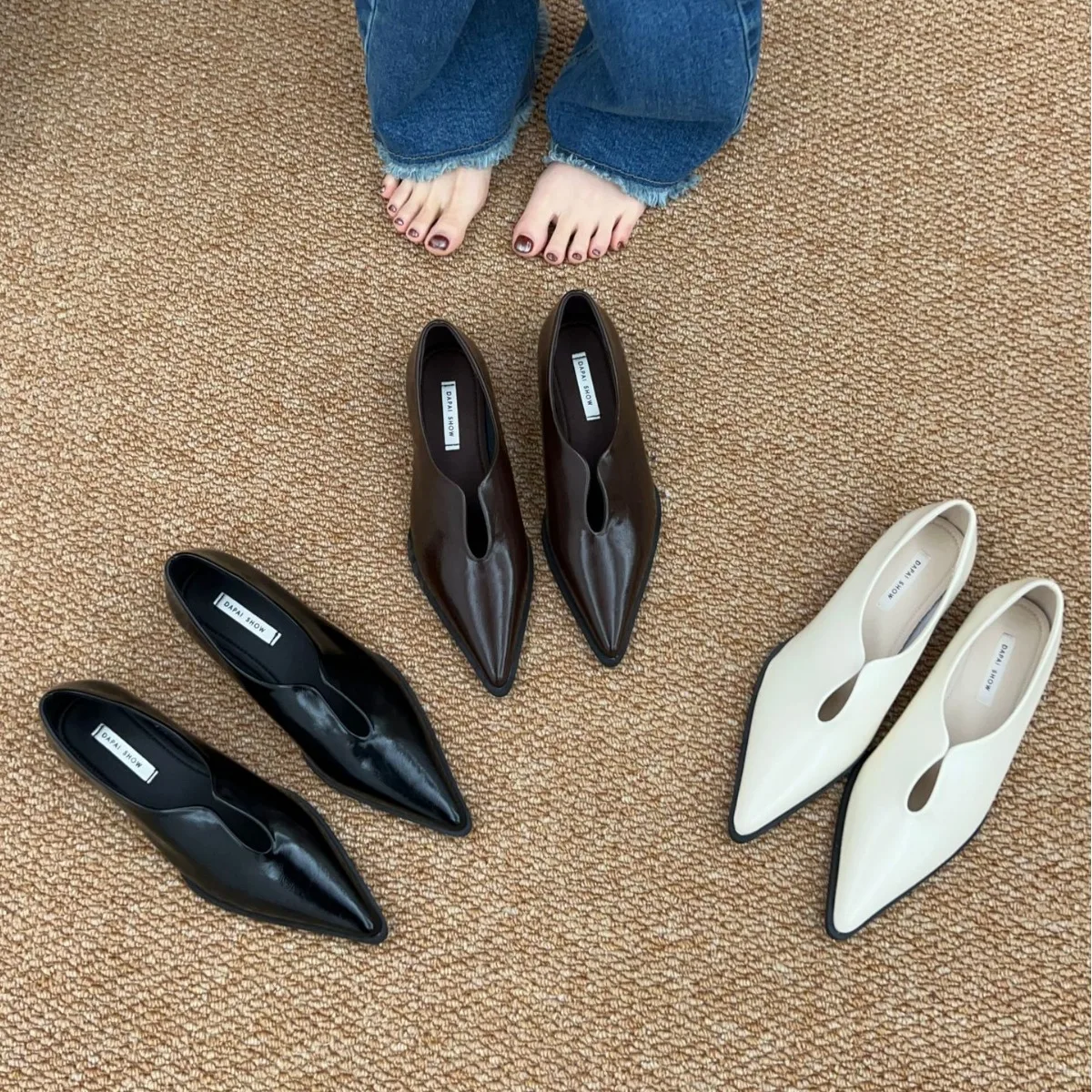 

Summer Shoes Ladies All-Match Soft Casual Female Sneakers Dress Flats Women Slip-on Shallow Mouth Pointed Toe 2024 Grandma Slip
