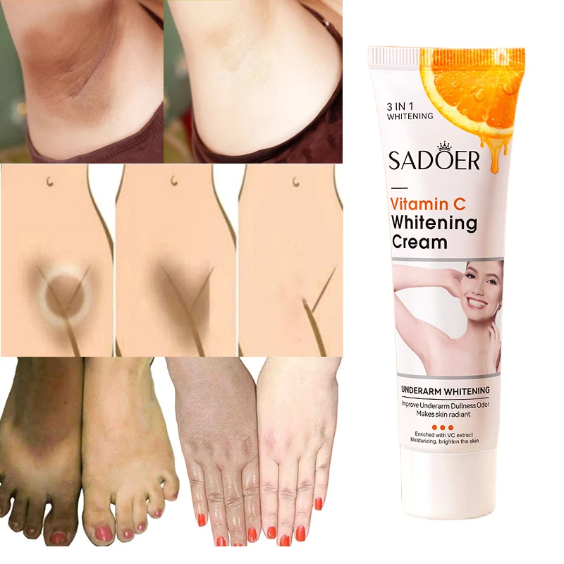 VitaminC Whitening Cream For Dark Skin Lighten Pigment Crotch Armpit Body Brighten Cream Moisturizer Korean Skin Care Product50g пигмент хайлайтер для лица pigment skin haghlighter pbl 1272 03 03 8 5 г