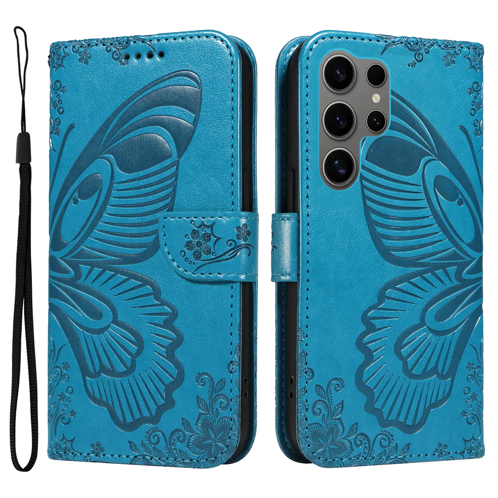 Magnetic Leather Wallet Phone Case - Shockproof Butterfly Design Flip Cover