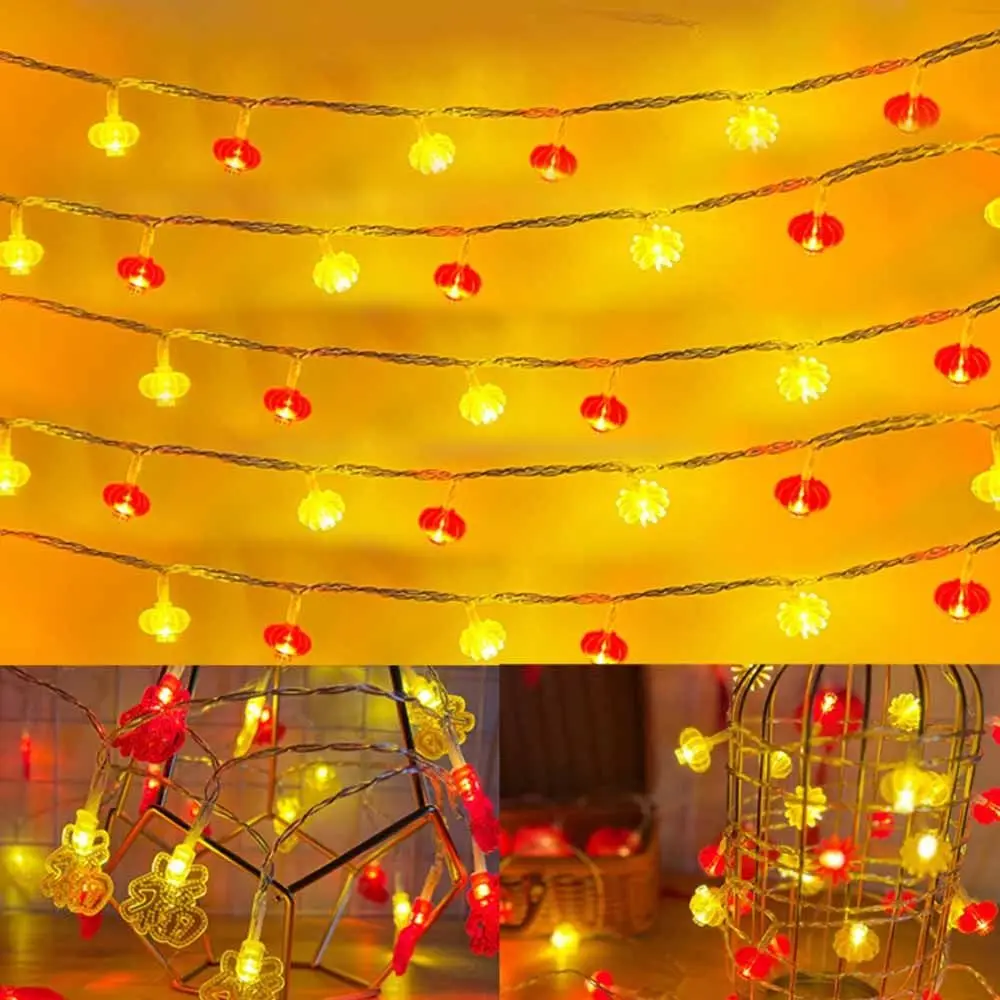 

Flashing Red Lantern String Light LED Fuzi Spring Festival String Light 1.5/3M Battery Powered New Year String Light