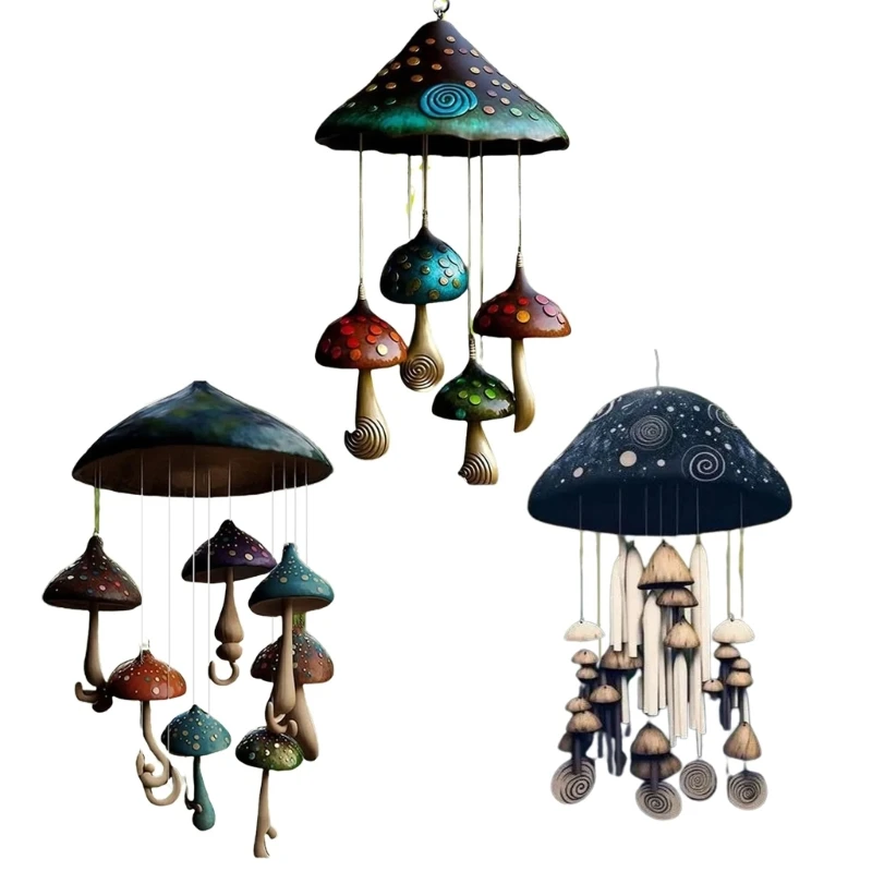 

Rustic Resin Mushroom Wind Chimes Easy to Hang, Calming Garden Ornaments, Outdoor Hangings Dropship